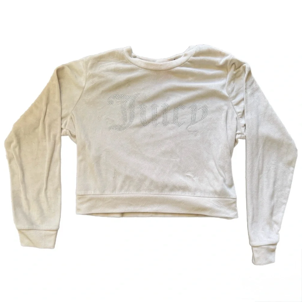 Juicy Couture Cream Rhinestone Y2K Logo Lounge Set Size M ✨ - Picture 4 of 13